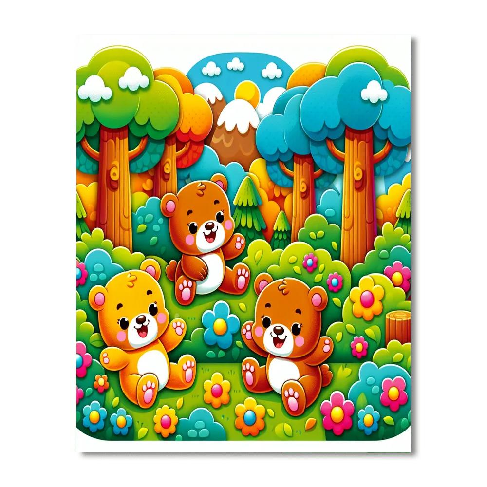 Adventurous Bear Cubs Numbered Painting Kits