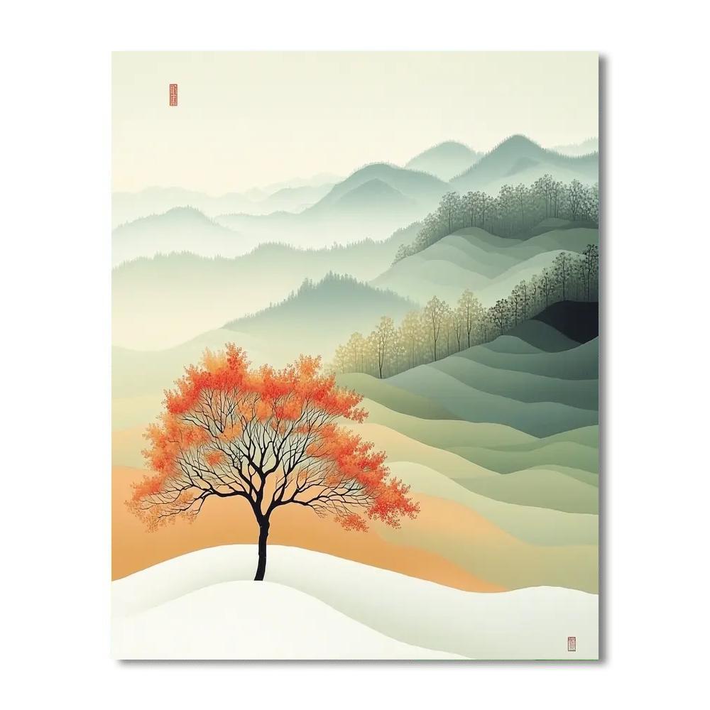 Zhao Mengfu Inspired Simplicity Of The Seasons  Paint By Color
