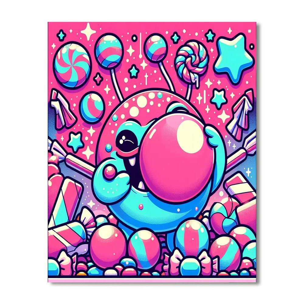 Bubbly Bubblegum Monster DIY Paint By Numbers