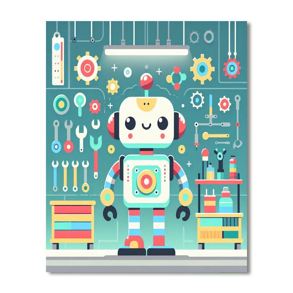 Robot Builders Workshop Paint By Numbers Kits