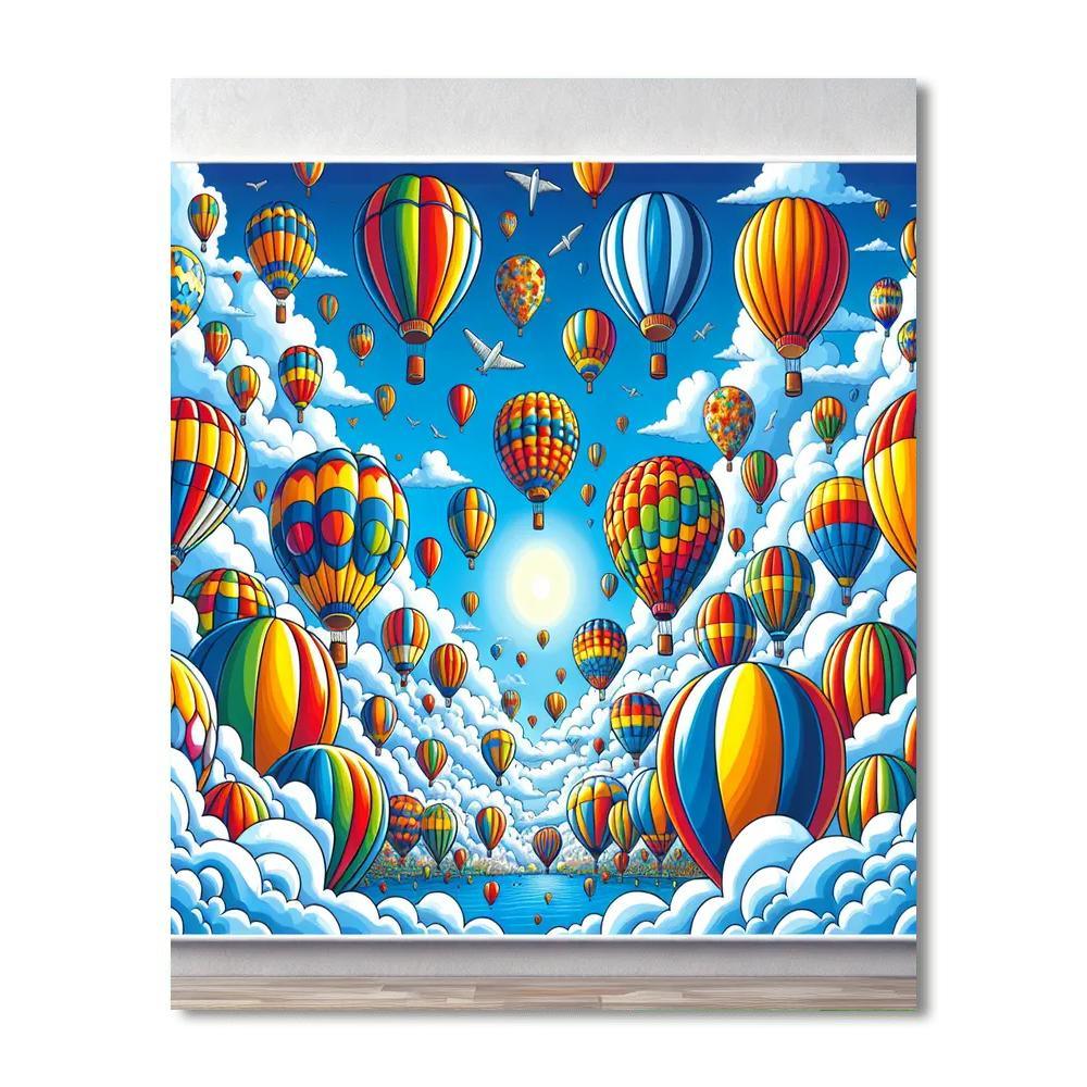 Colorful Whimsical Balloon Ride Paint By Color
