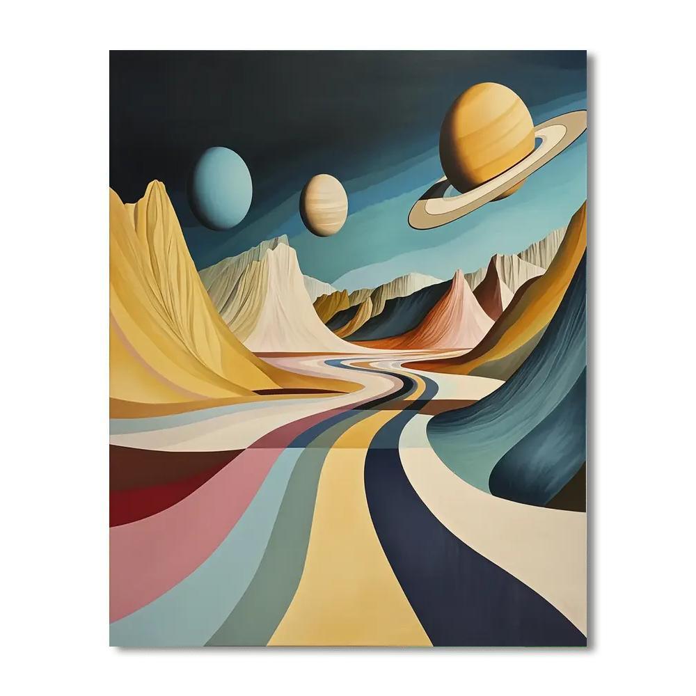 Dali Inspired Surreal Solar Symphony  Number Painting