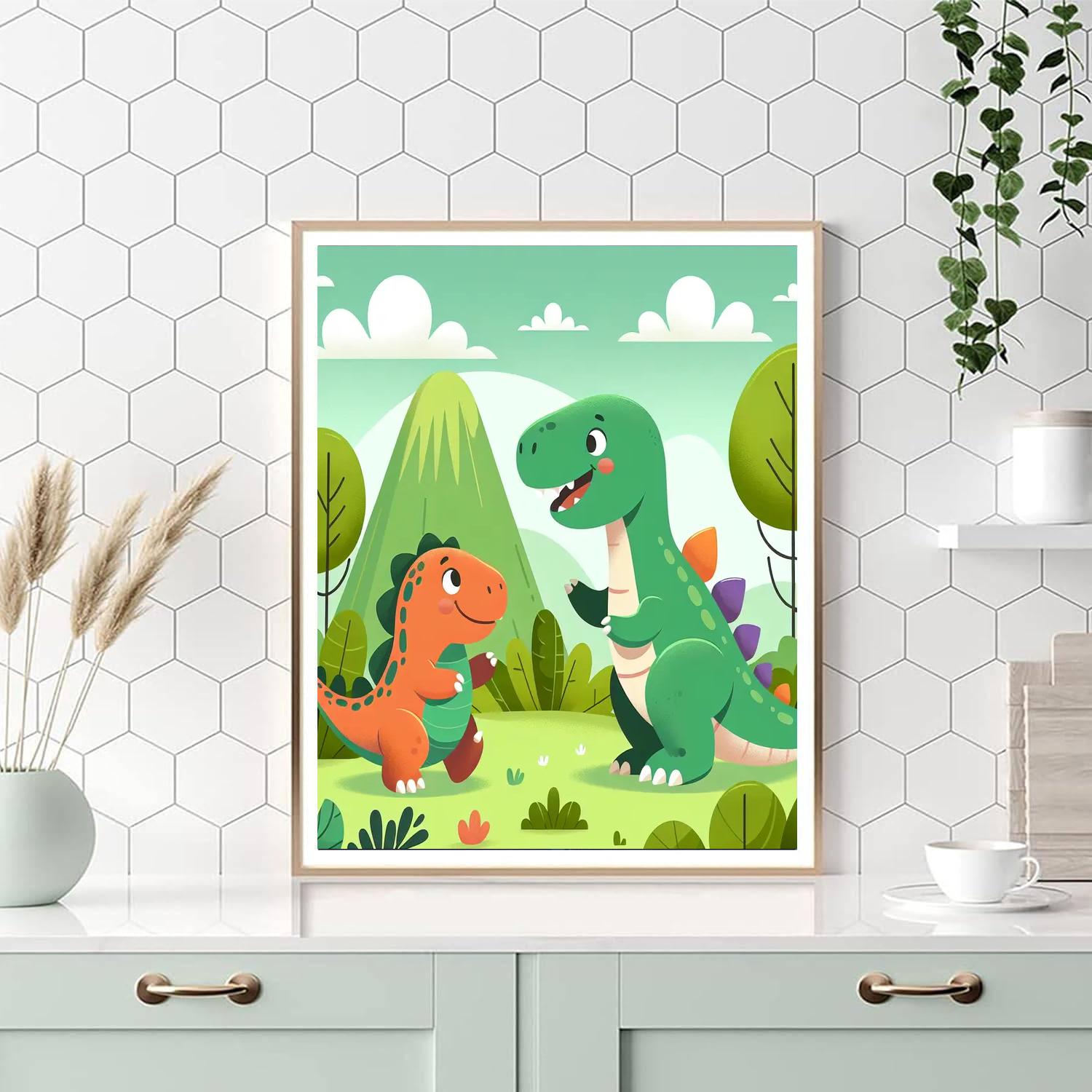 Fantastic Dinosaur Safari Paint By Numbers Art