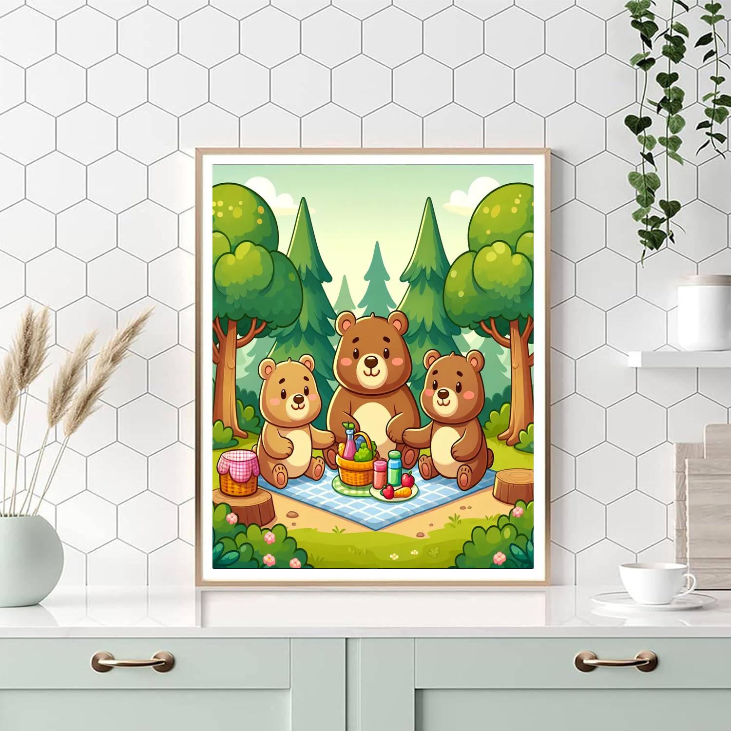 Cute Bear Family Numbered Painting Kits