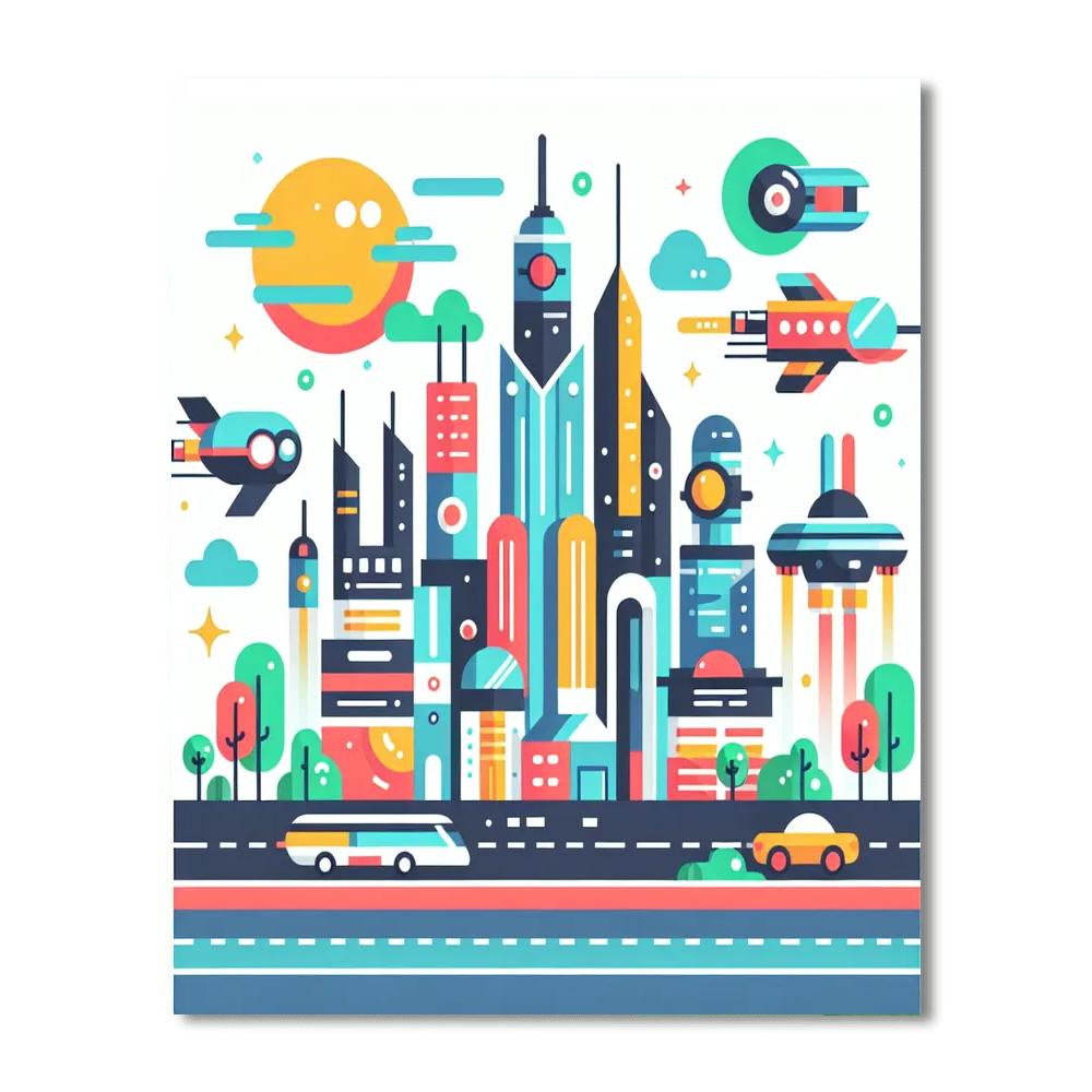 Futuristic City Exploration Painting Number Kit