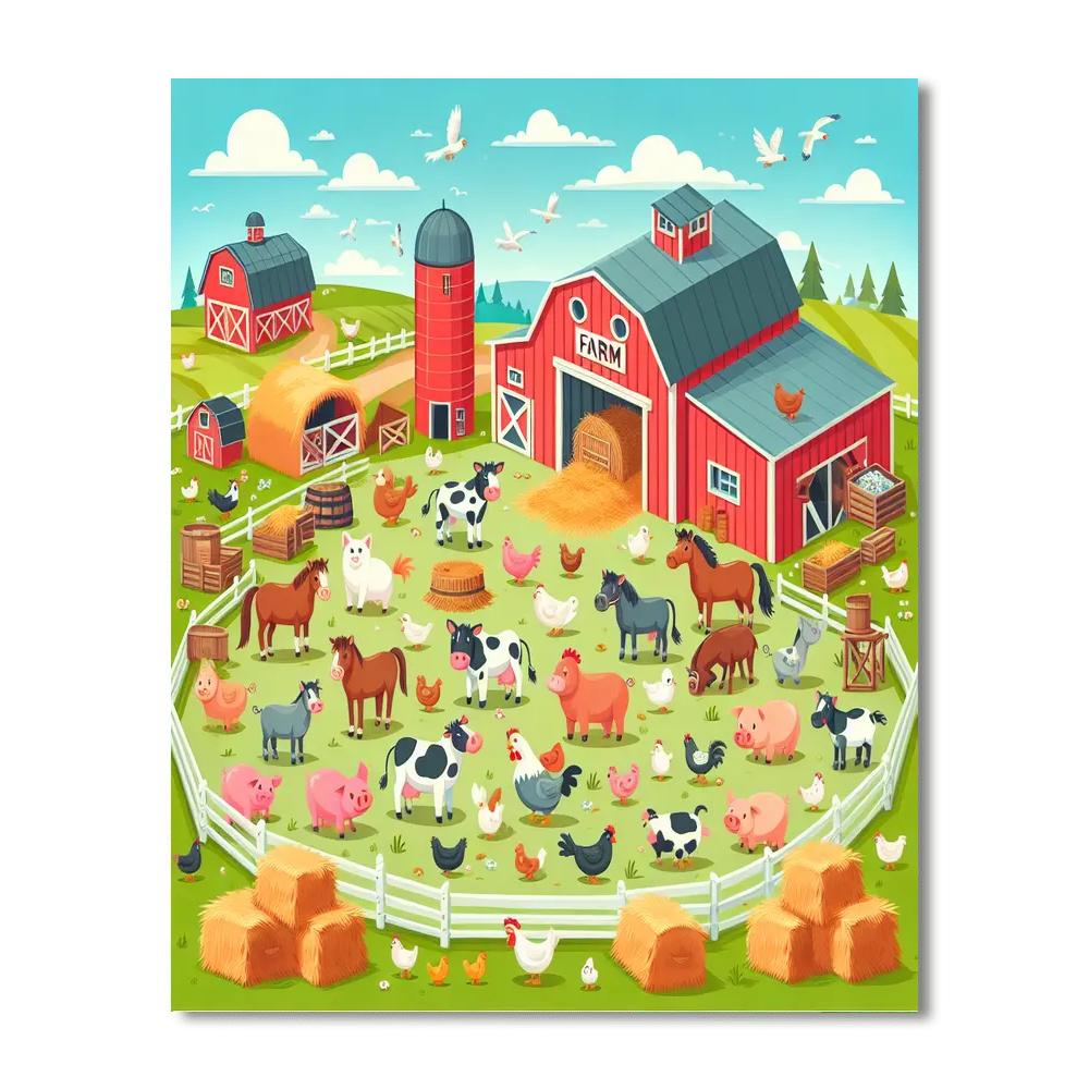 Charming Farmyard Festival Painting Number Kit
