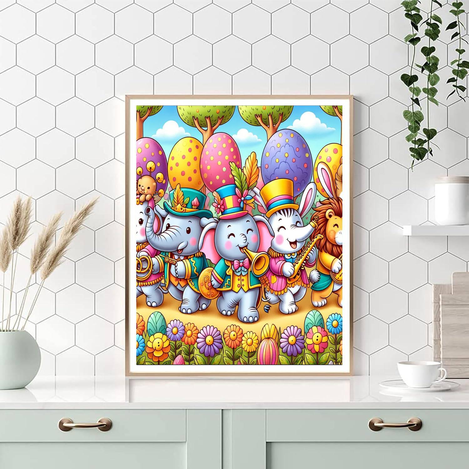 Whimsical Wildlife Parade Paint By Numbers Art