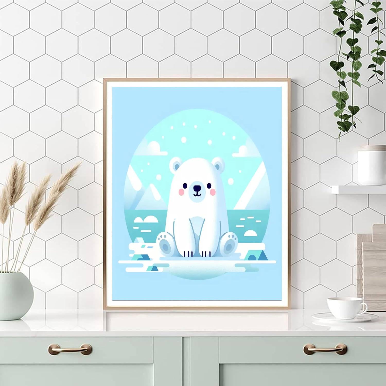 Cuddly Polar Bear Winter Numbered Painting Kits