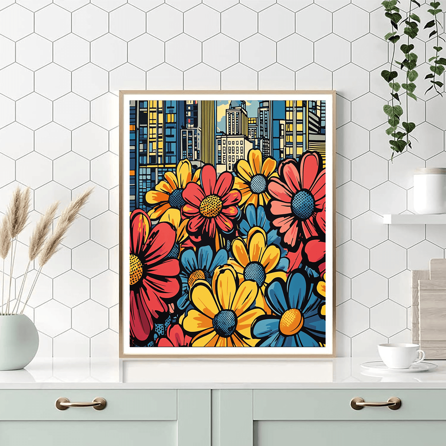 Roy Lichtenstein Inspired Floral Metropolis  Paint By Numbers Kits
