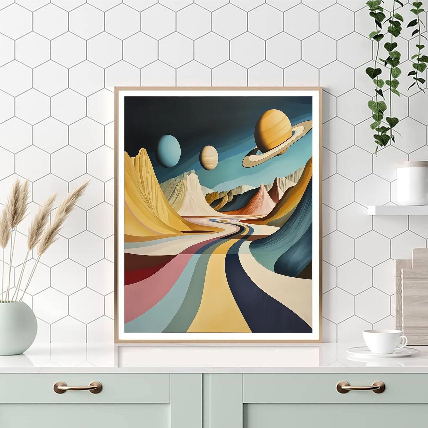 Dali Inspired Surreal Solar Symphony  Number Painting