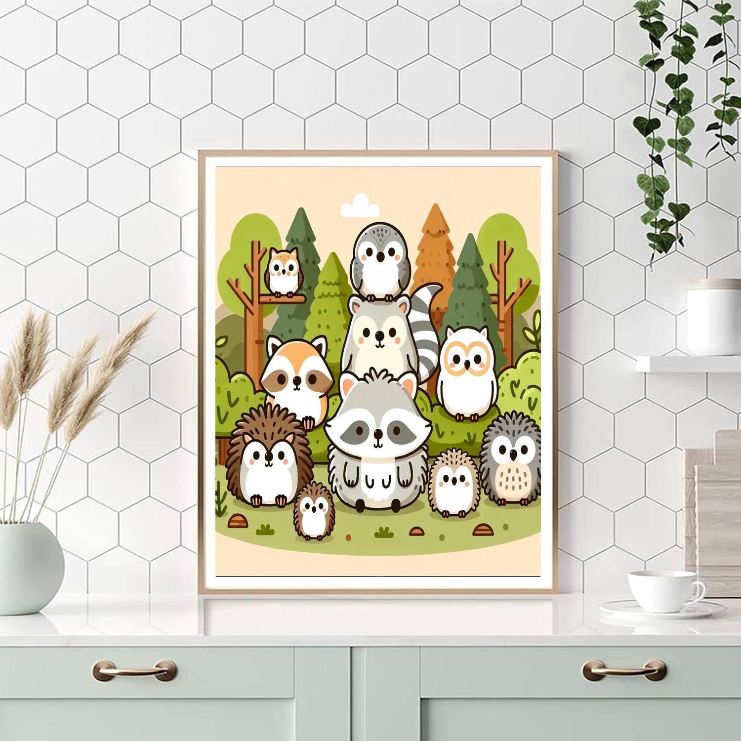 Fluffy Forest Friends Numbered Painting Kits