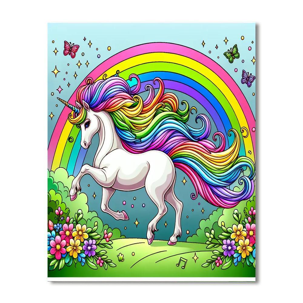 Rainbow Unicorn Land DIY Paint By Numbers