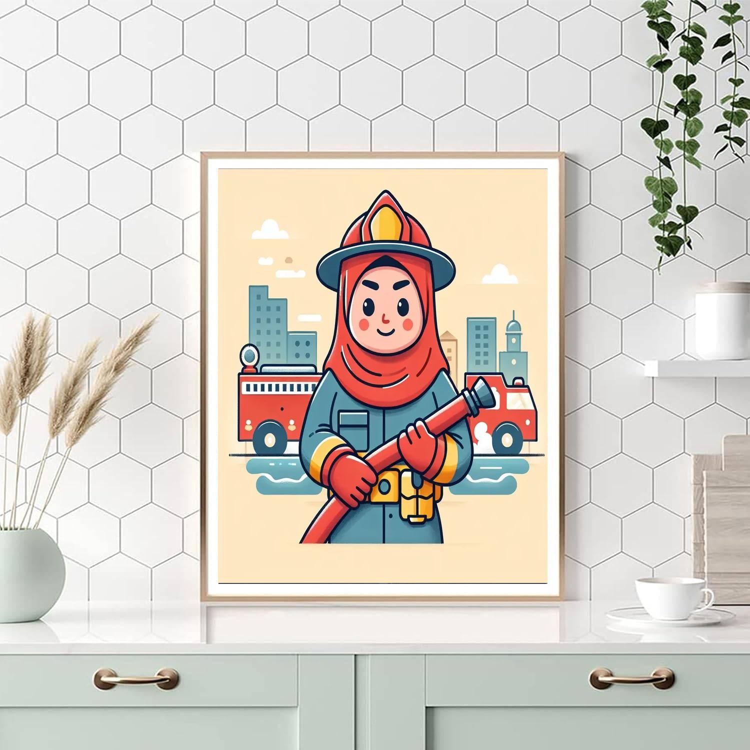 Brave Firefighter Hero Painting Number Kit