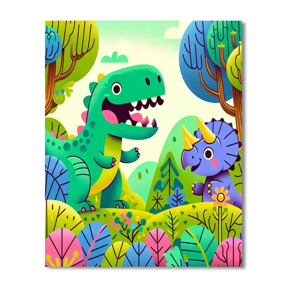 Silly Dino Friends Paint By Numbers Art