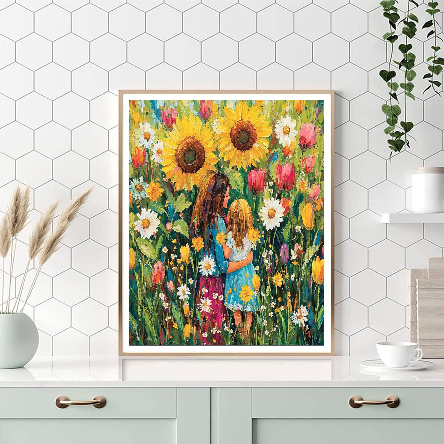 Cuddles In A Flower Field DIY Paint By Numbers