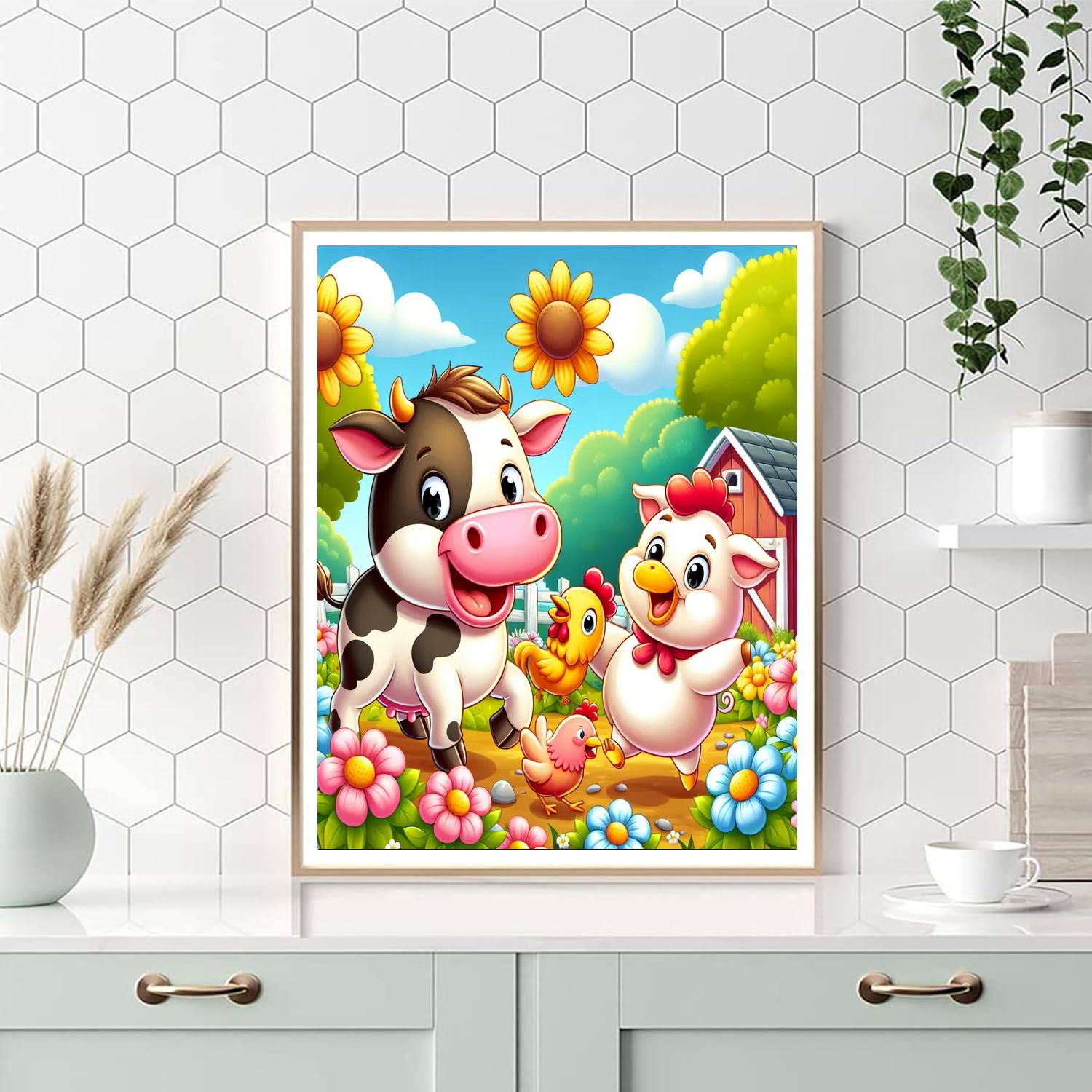 Cheery Farmyard Fun DIY Paint By Numbers