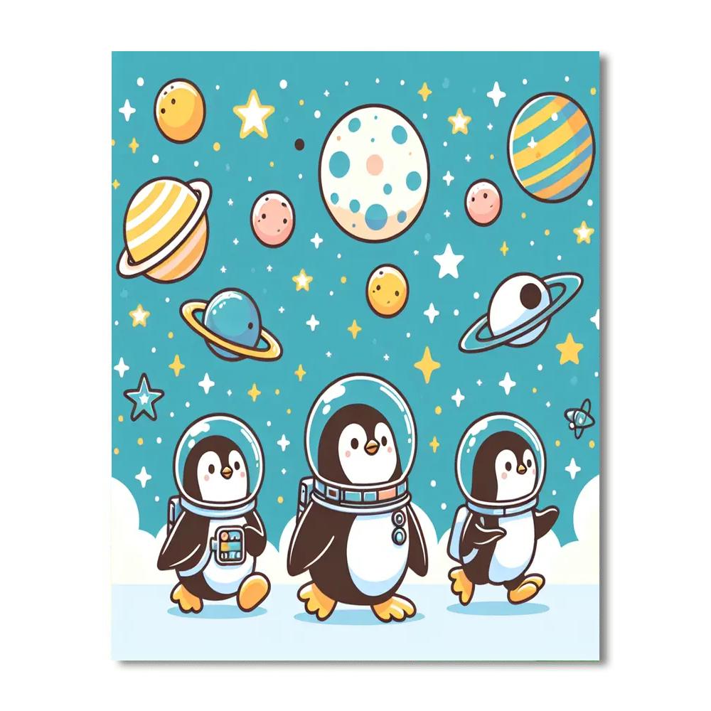 Space Penguin Exploration Paint By Numbers