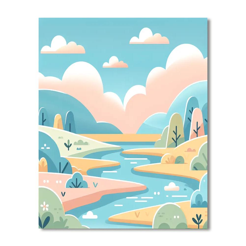 Peaceful Pastel Paradise Paint By Numbers Art