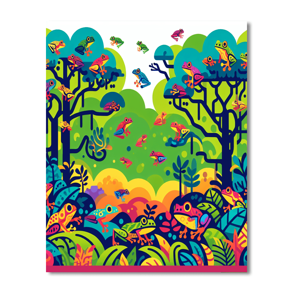 Rainbow Rainforest Frogs Paint By Number
