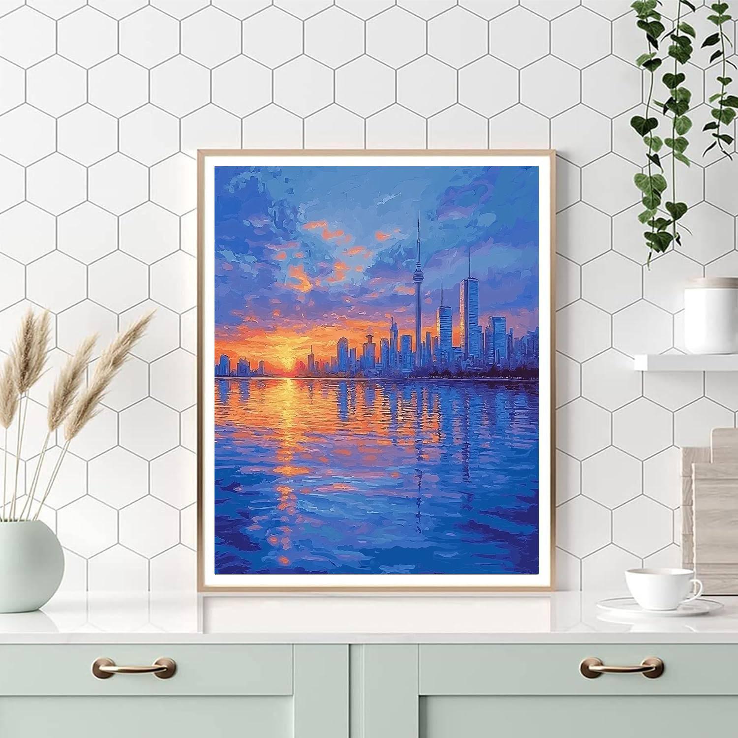 Claude Monet Inspired City Reflections At Dusk  Numbered Painting Kits