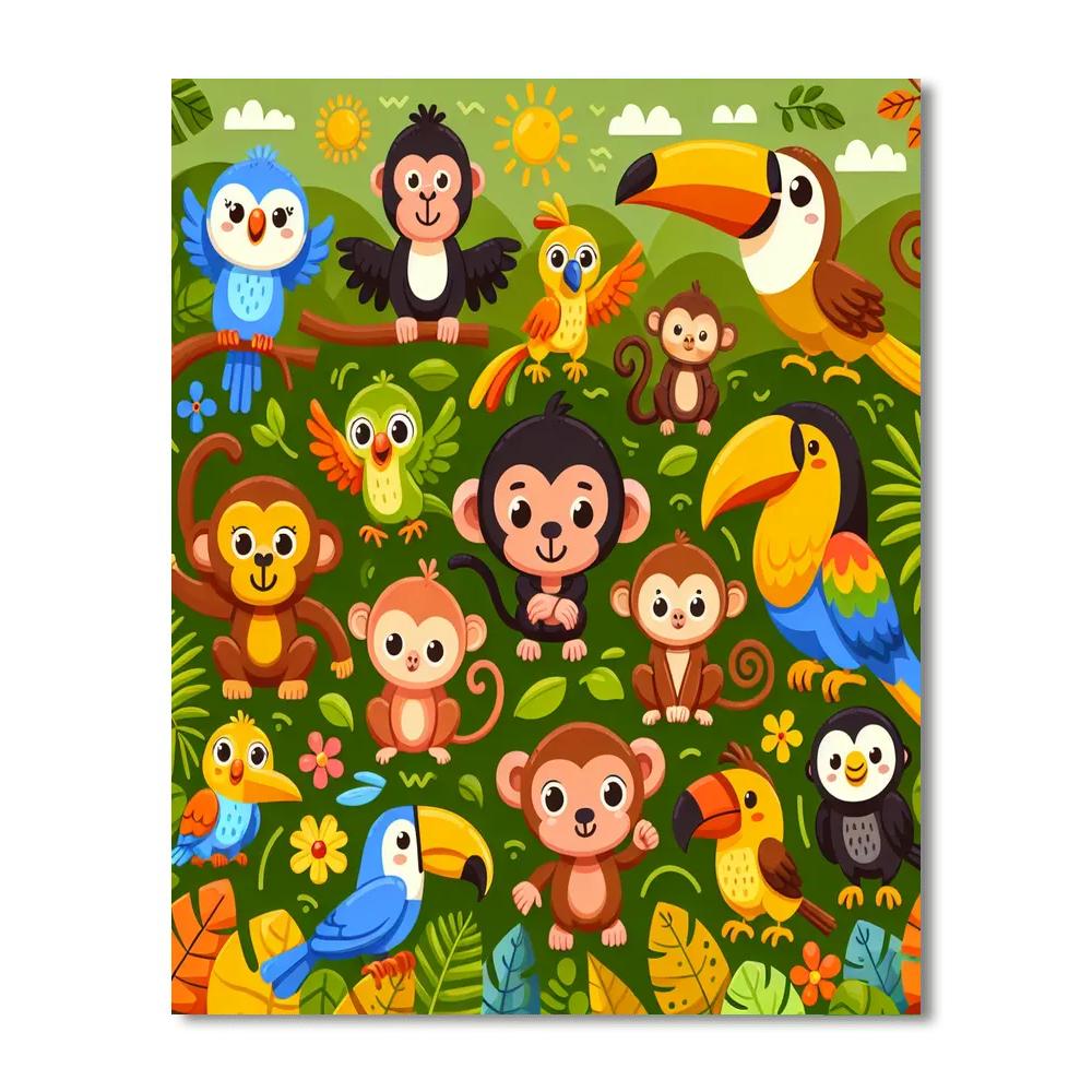 Festive Jungle Jamboree Paint By Numbers Art