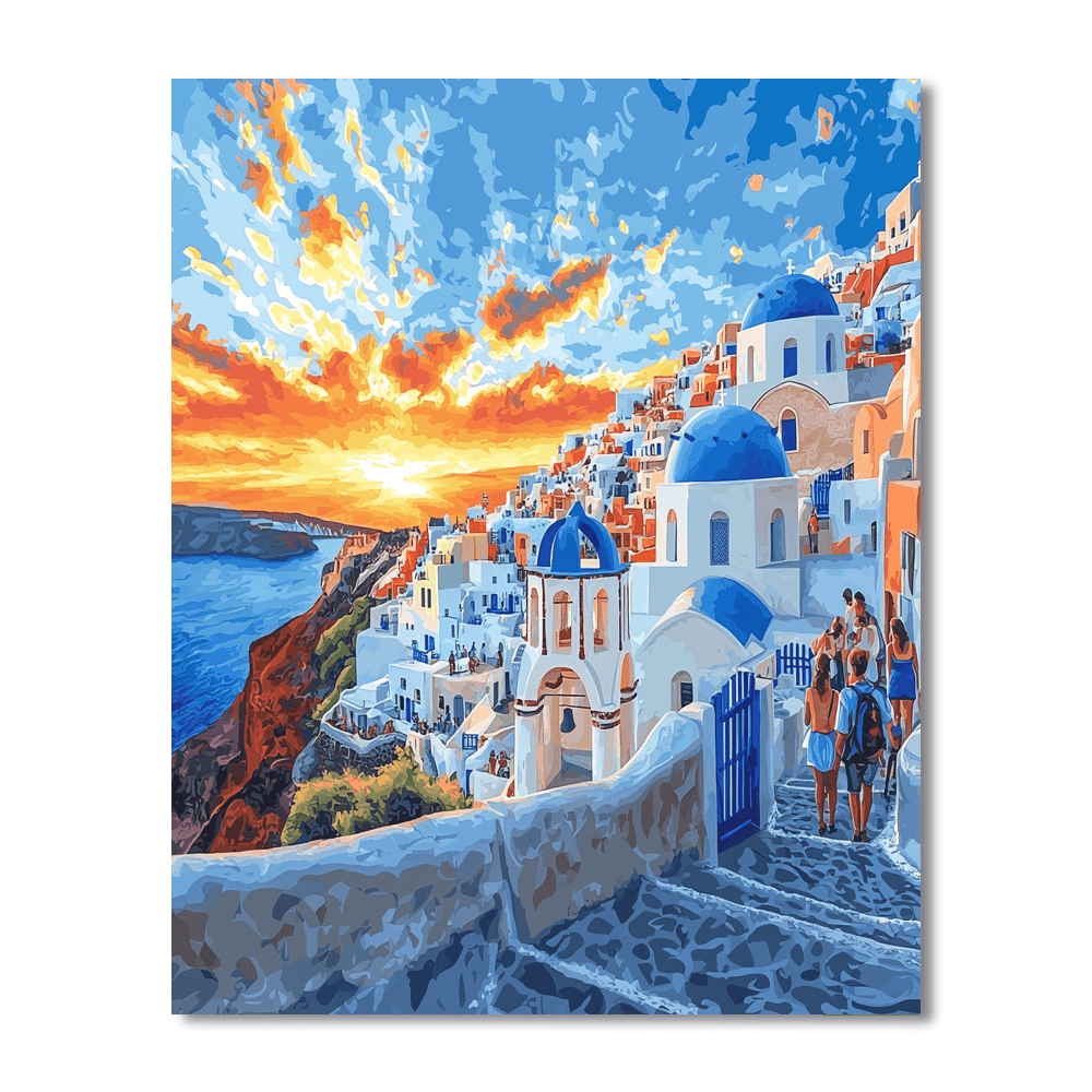Oia Village In Santorini Numbered Painting Kits