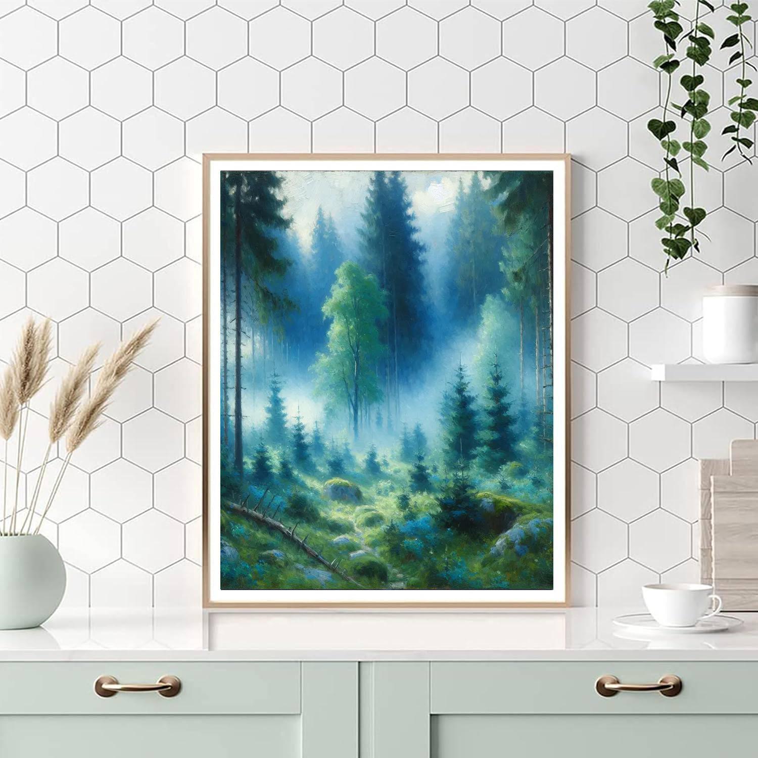 Azure Forest Mist Paint By Numbers Art