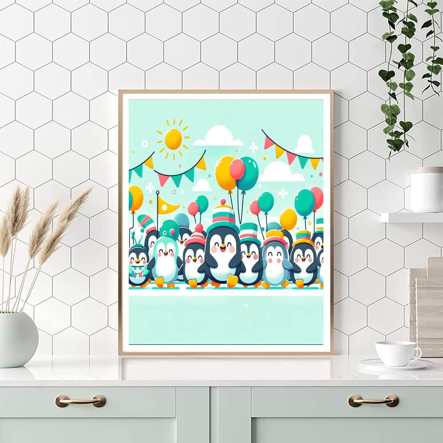 Penguin Parade Party Paint By Numbers