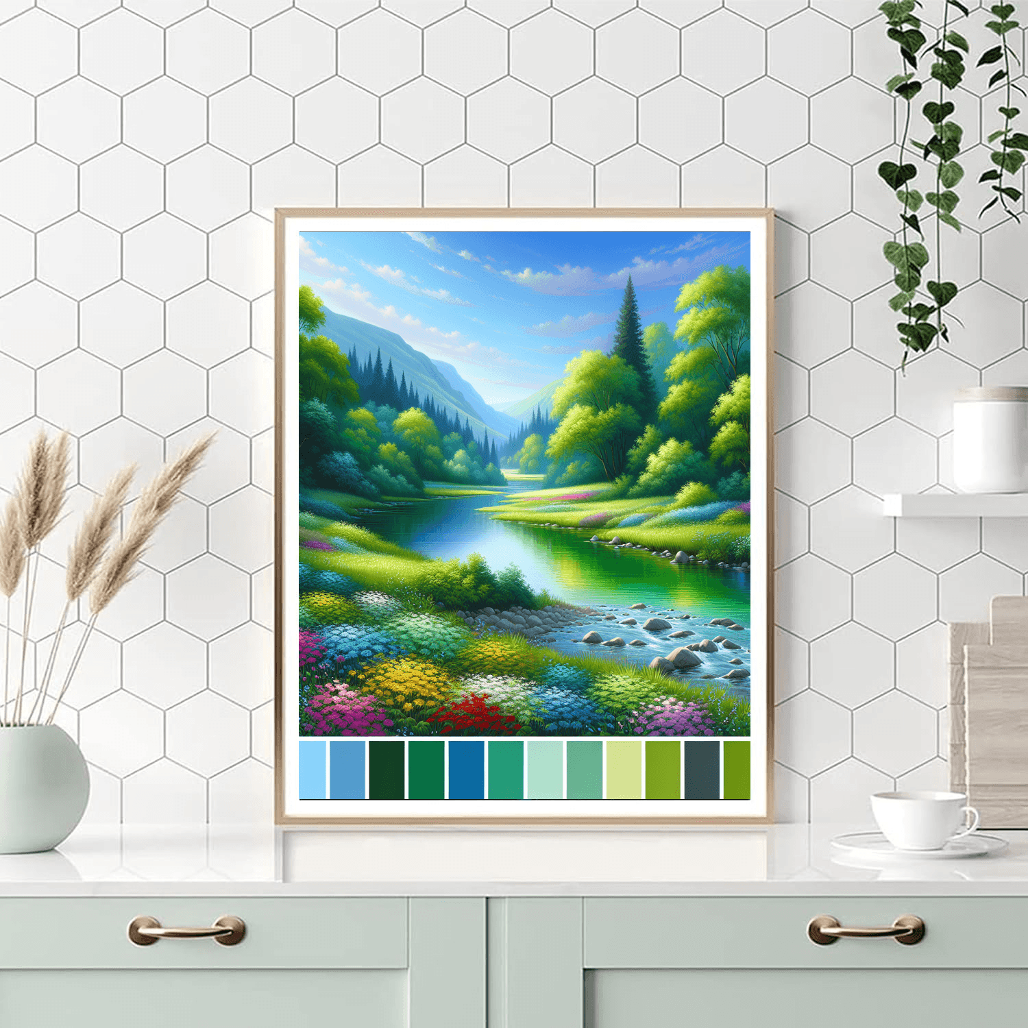Gentle River Flow Painting Number Kit