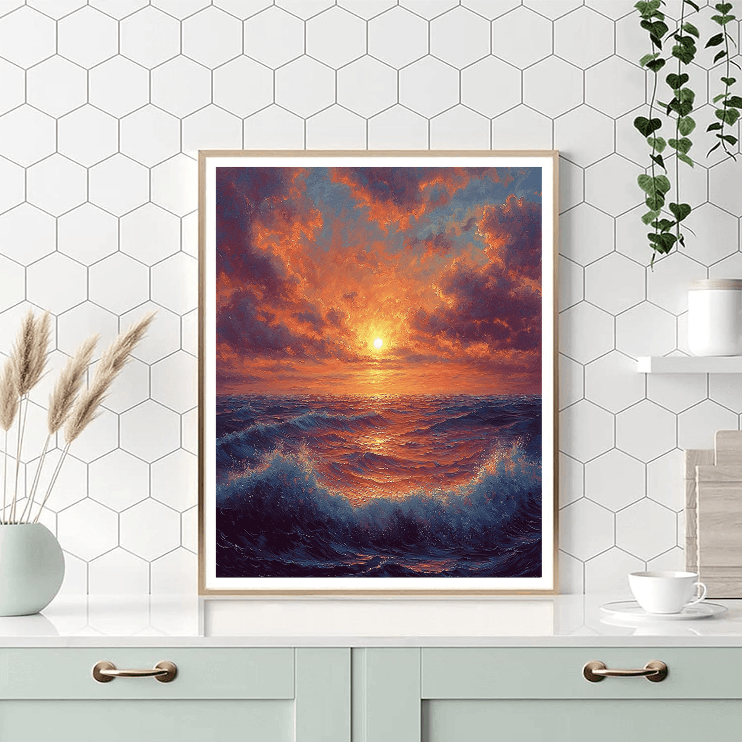 J.M.W. Turner Inspired Romantic Ocean Sunset - DIY Painting By Numbers Kit