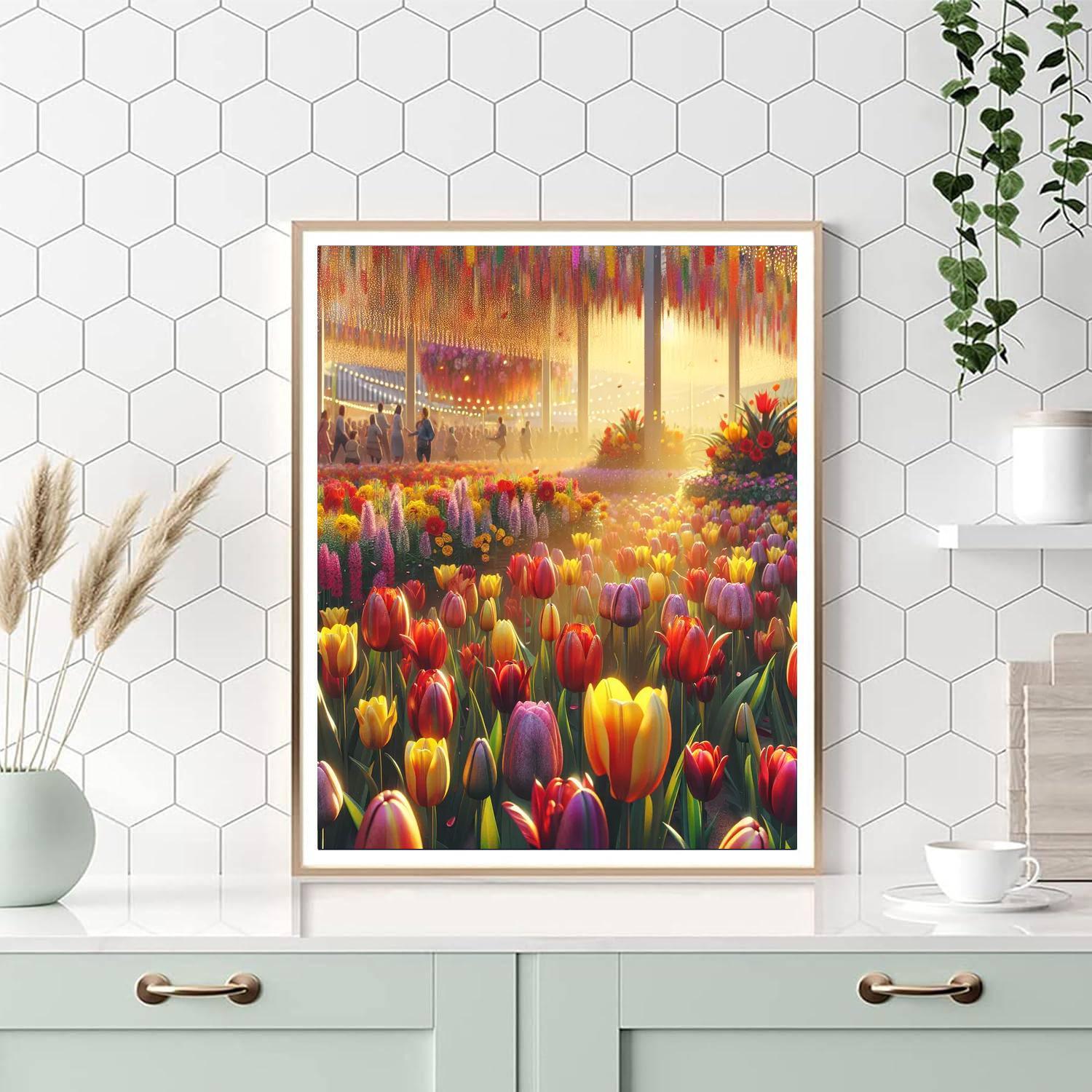 Cheerful Tulip Festival Paint By Number
