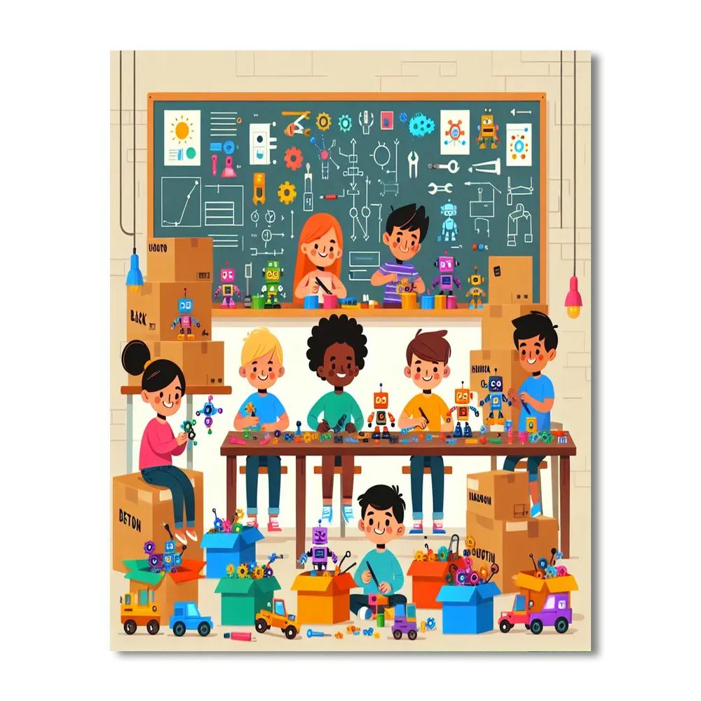 Robot Building Extravaganza Painting Number Kit