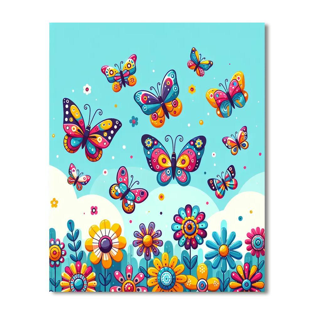 Rainbow Butterflies Number Painting