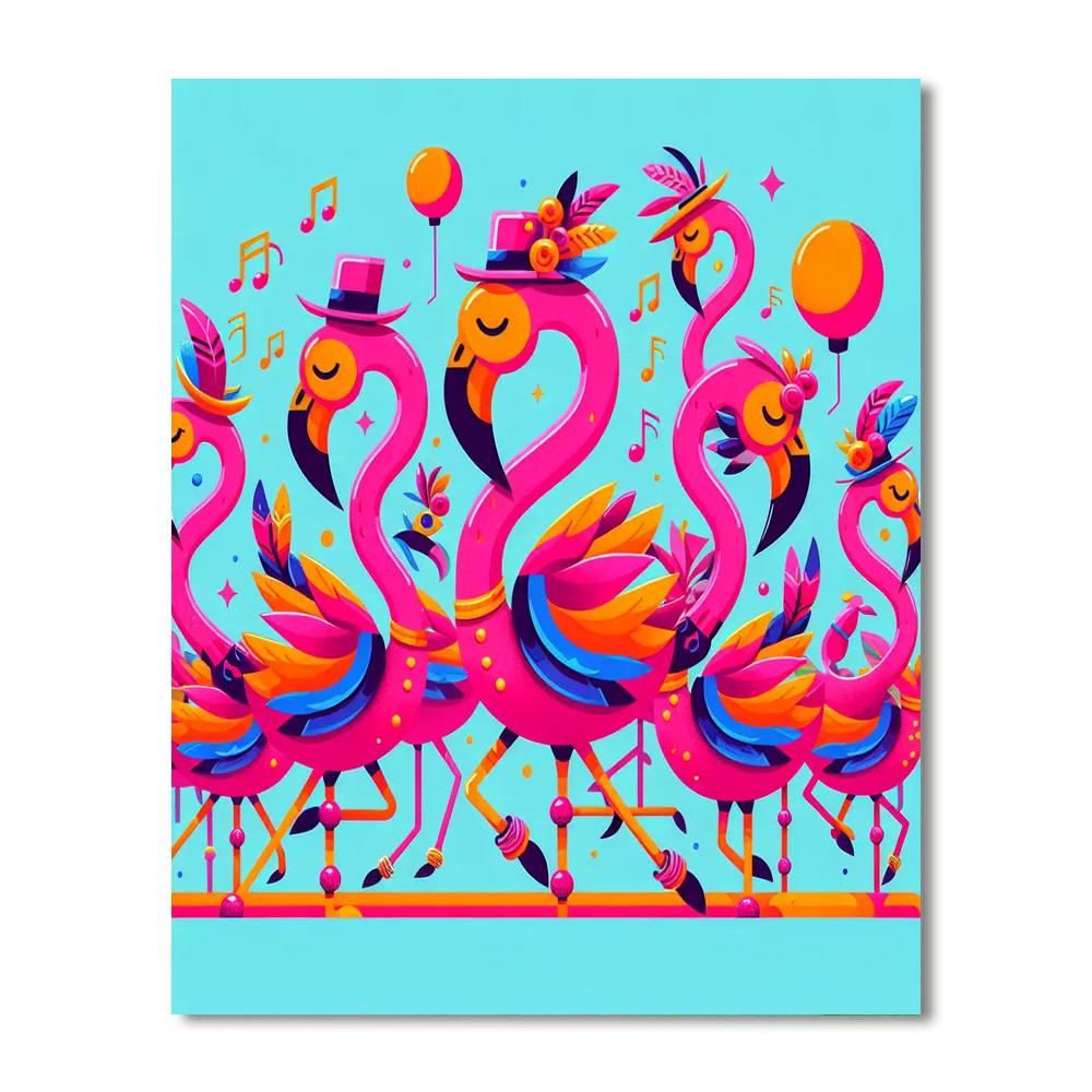Fantastic Flamingo Fiesta Paint By Numbers Art