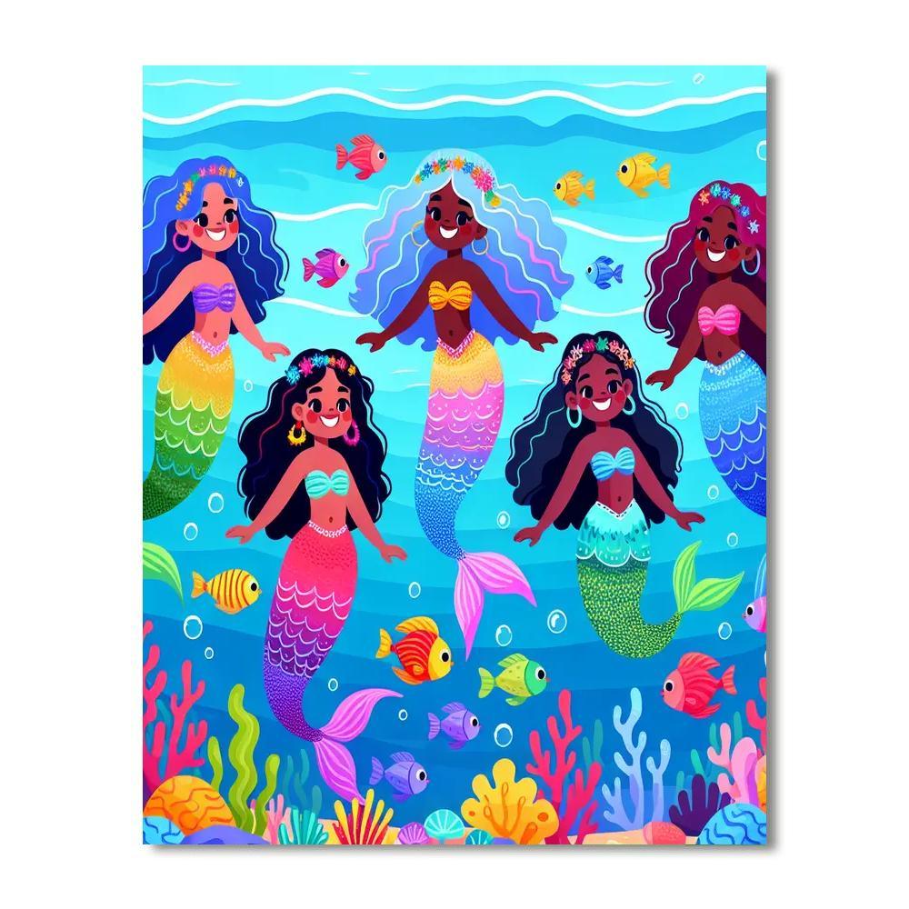 Colorful Mermaid Lagoon Paint By Numbers Kits