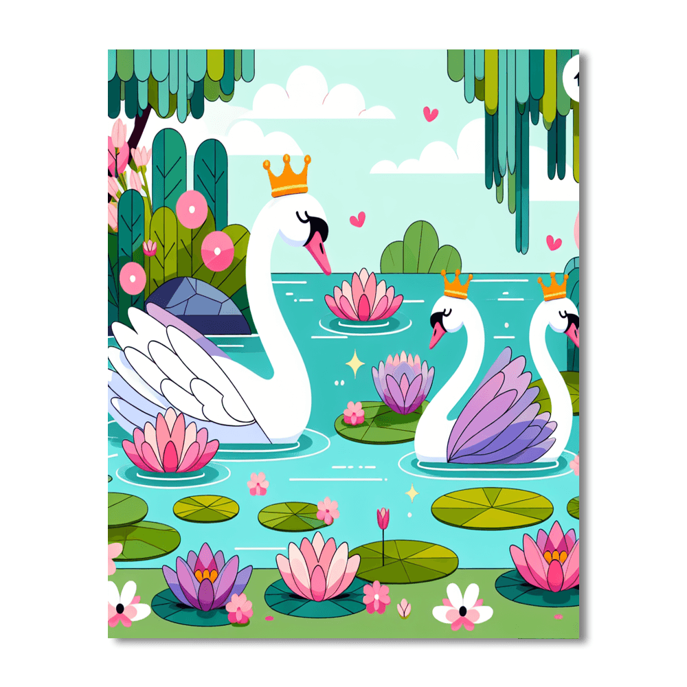 The Royal Ball With Elegant Swans Paint By Number