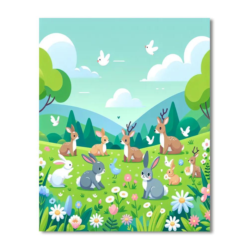 Animal Friends In The Meadow Paint By Number