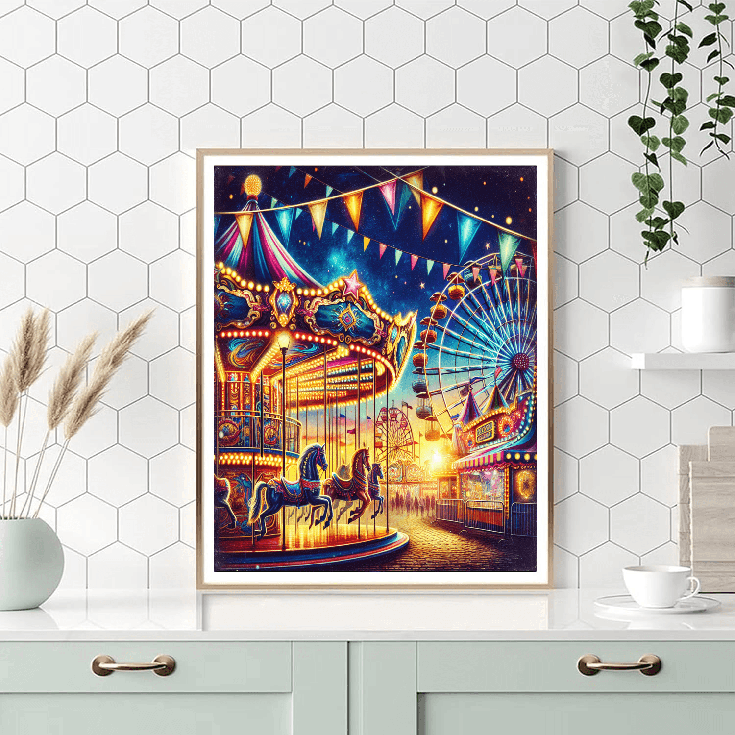 Vintage Carnival Night Number Painting