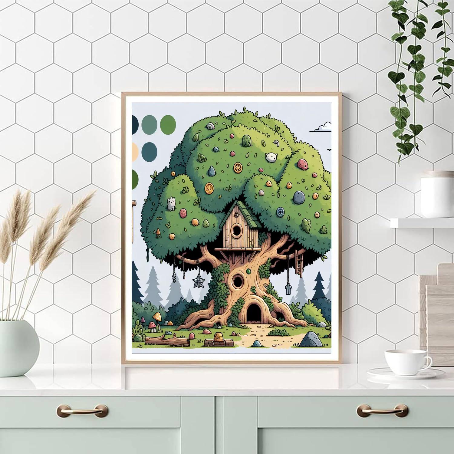 Treehouse Treasure Hunt DIY Paint By Numbers