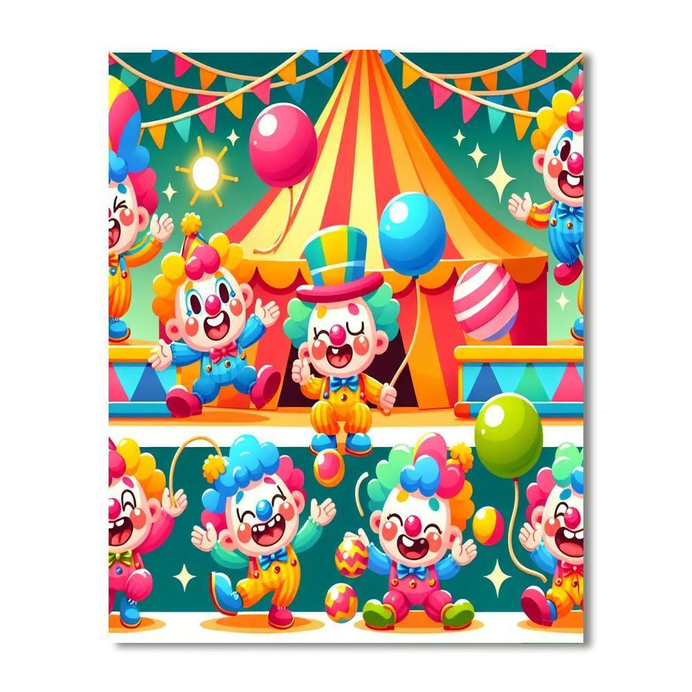 Happy Circus Clowns Numbered Painting Kits