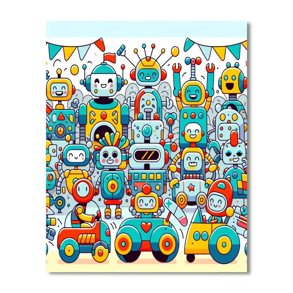 Energetic Robot Rally Paint By Number