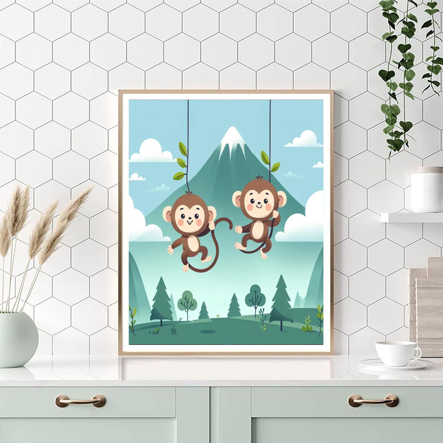 Magical Mountain Monkeys Painting Number Kit
