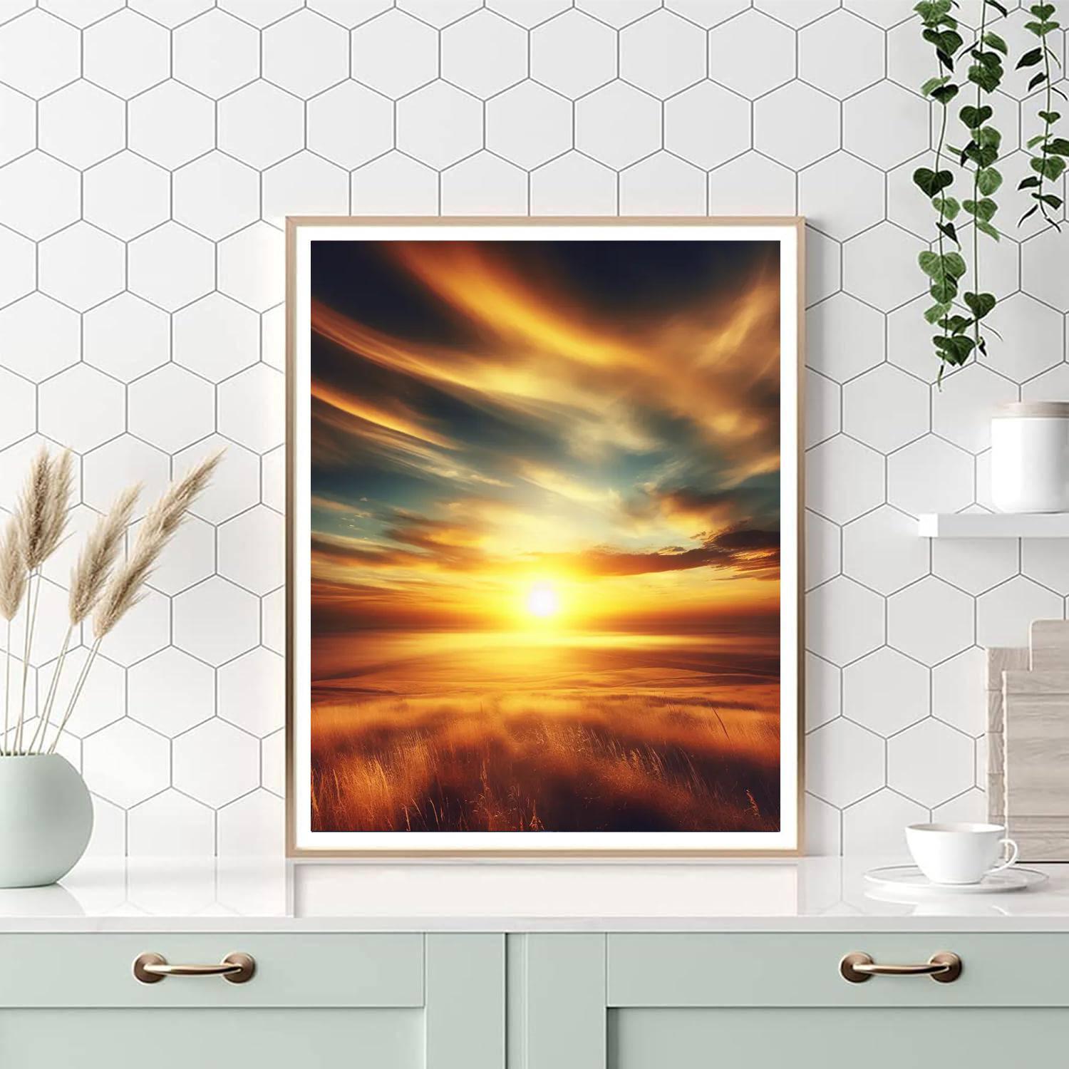 Golden Sunrise Over Plains DIY Paint By Numbers