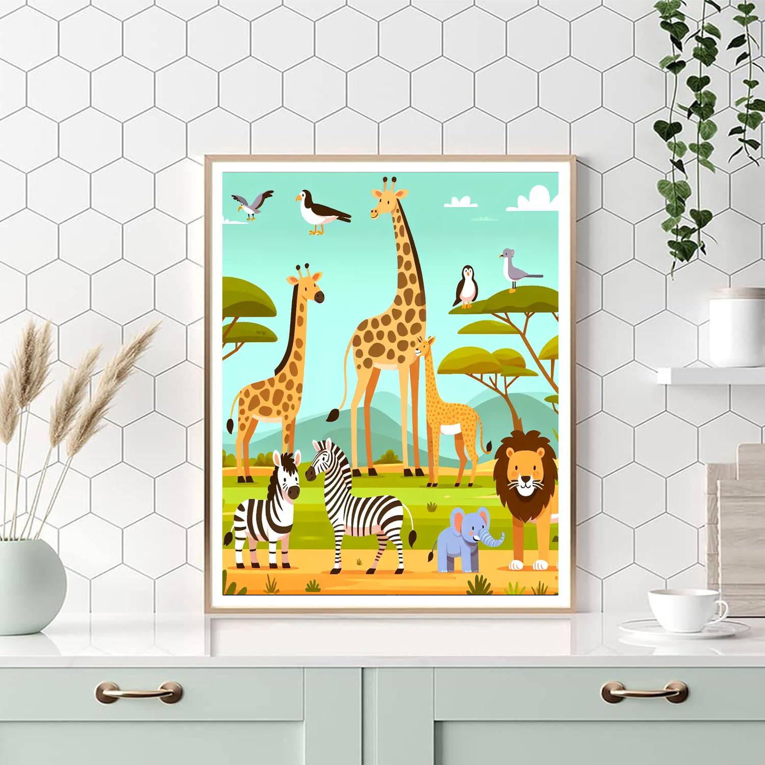 Joyful Safari Gathering Paint By Numbers Art
