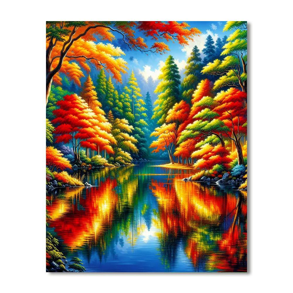 Tranquil Autumn Reflection Paint By Number