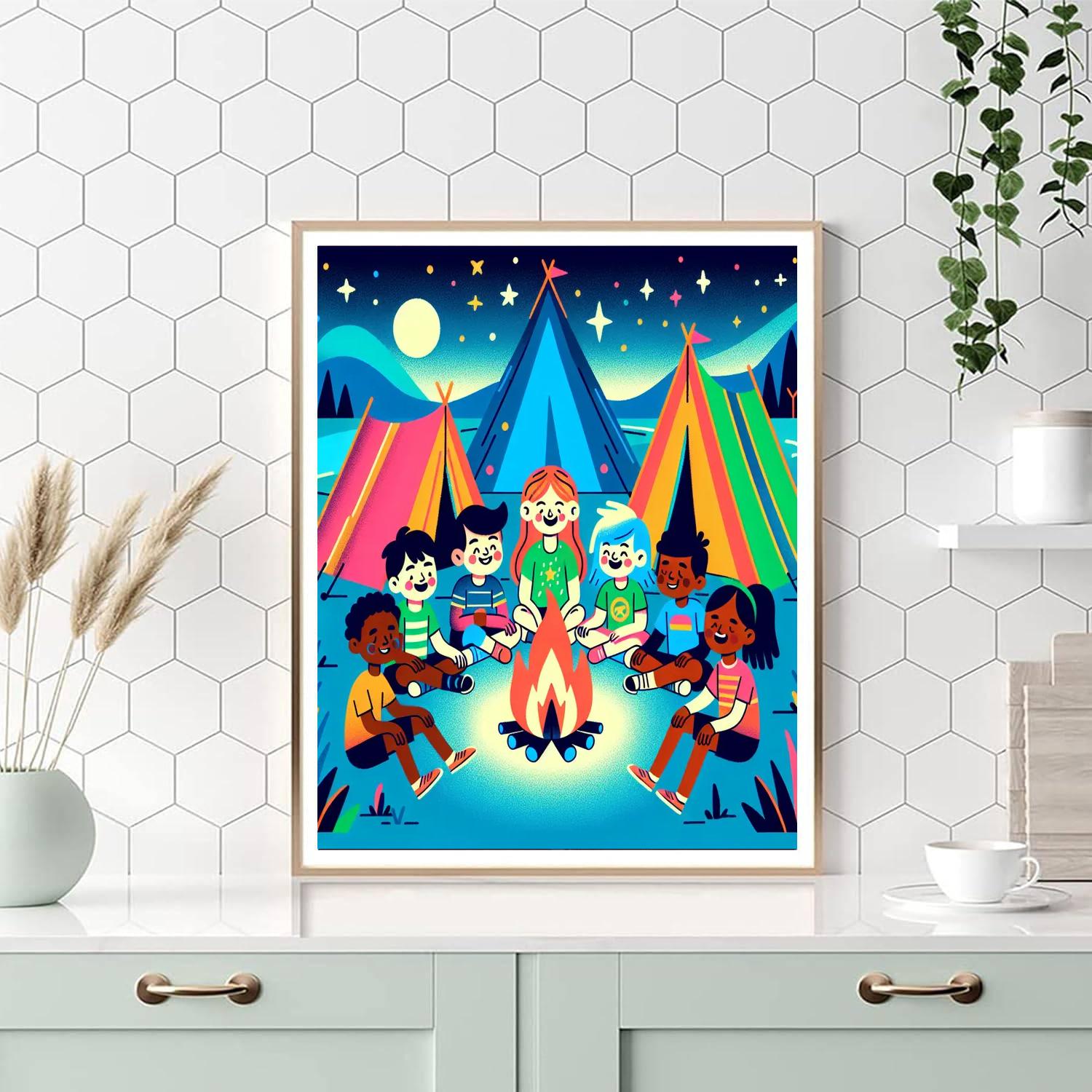 Moonlit Camping Paint By Numbers Art