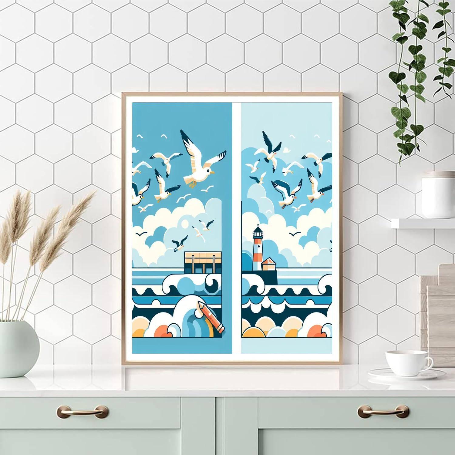 Seagull's Coastal Cruise Painting Number Kit