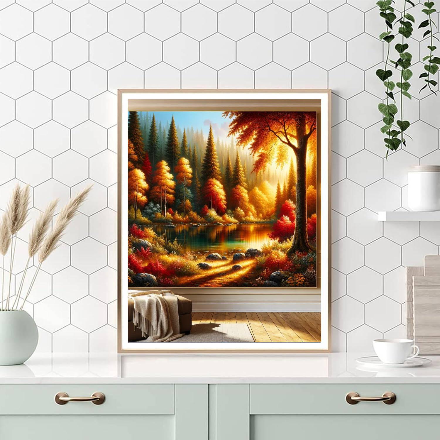 Sunlit Autumn Forest Numbered Painting Kits