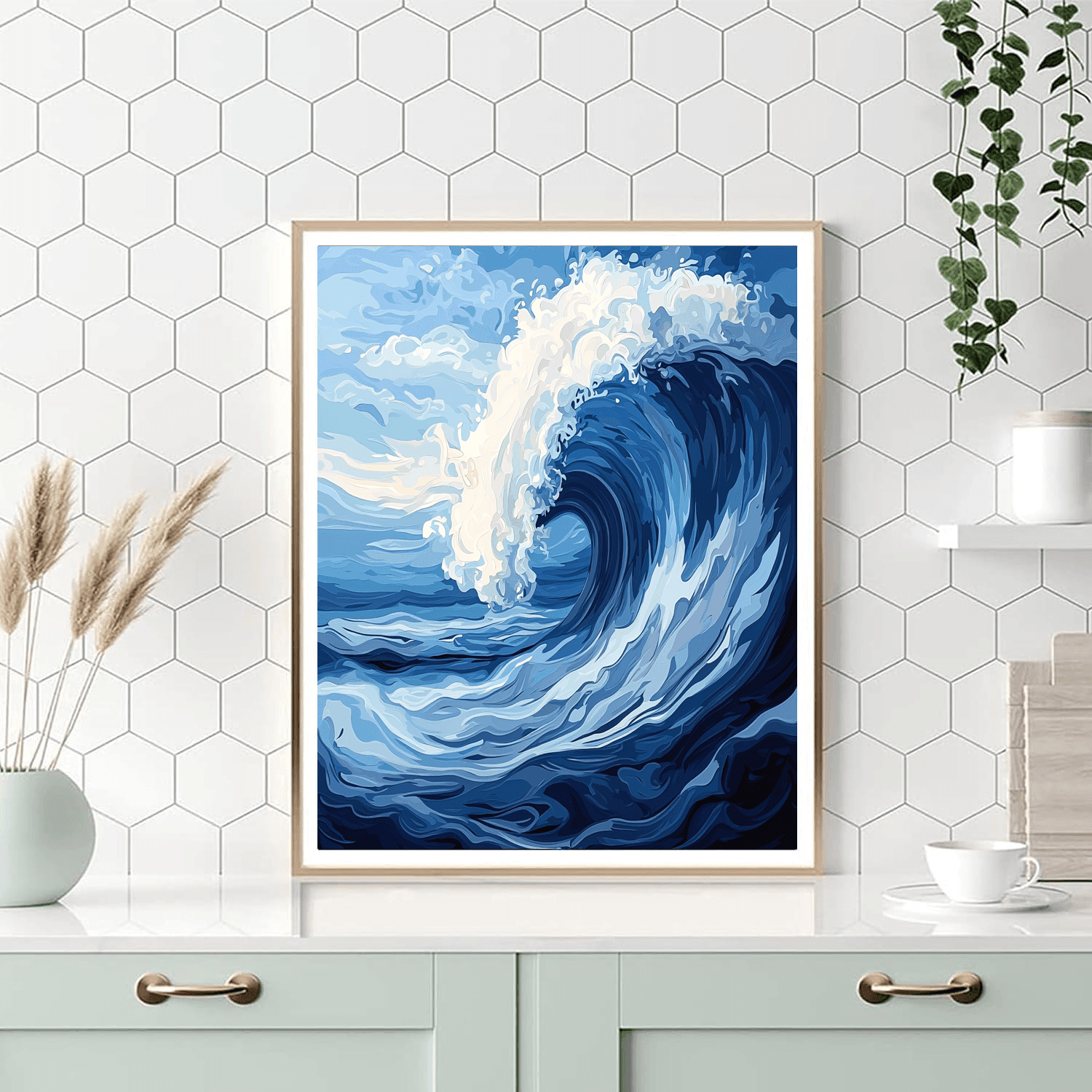 Hokusai Inspired Hokusai Wave Abstract  Paint By Numbers Kits