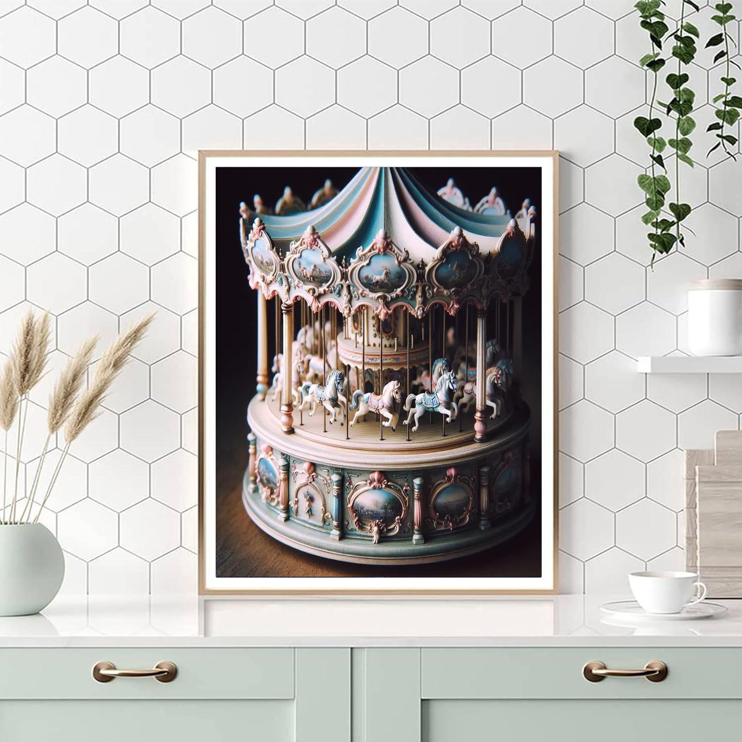 Vintage Carousel Music Box Paint By Number